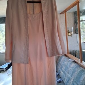 Elegant Peach Dress and Jacket Set